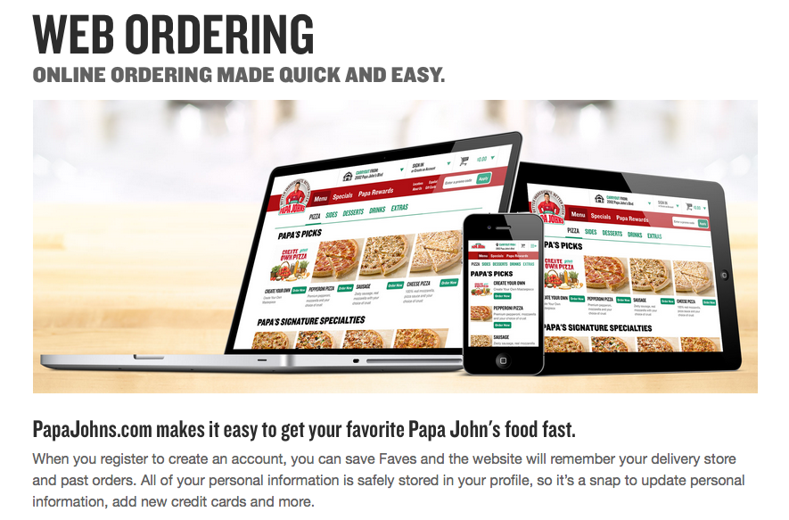 Papa ginos order online Papa John's primarily takes carryout and delivery orders, although some stores have tables and chairs for dining in. Franchise owners pay a one-off franchise fee of $25, per restaurant, then a royalty fee of 5% of net sales, plus a charge for advertising of 8% of net sales. The company requires franchisees to have net worth of at least $,, the approximate amount of investment needed.